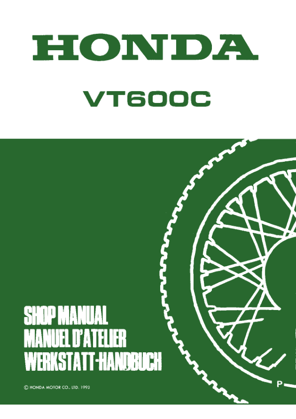 Honda VT600C '93 94 Addendum Manual