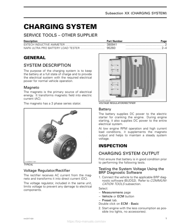 SSV 2017 Charging System (Defender HD5) Shop tmr2017 424 Manual