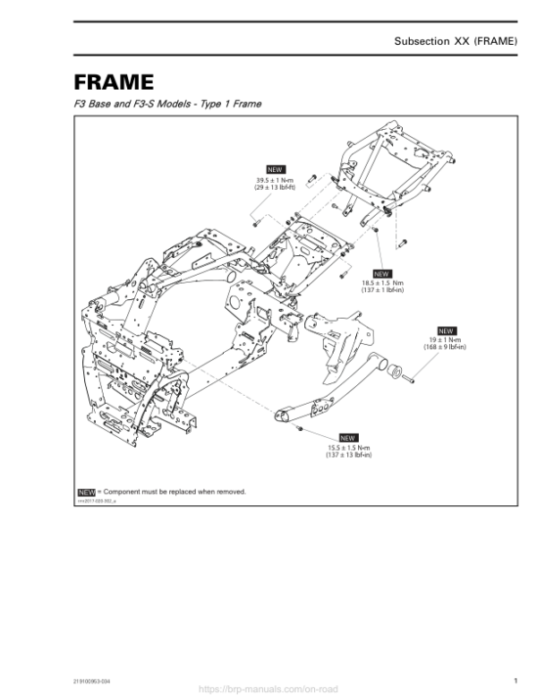 ON ROAD Frame Shop 219100953 034 Manual