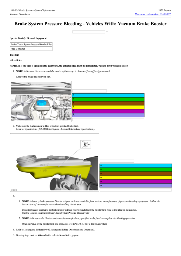 Brake System Pressure Bleeding Vehicles With Vacuum Brake Booster G2223337 Manual