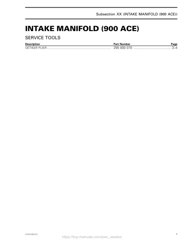 Intake Manifold 219101005 012 en Manual