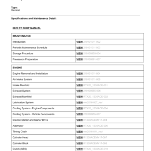 2020 Spyder RT (Table of Contents) 136045 SM61Y020 en Manual