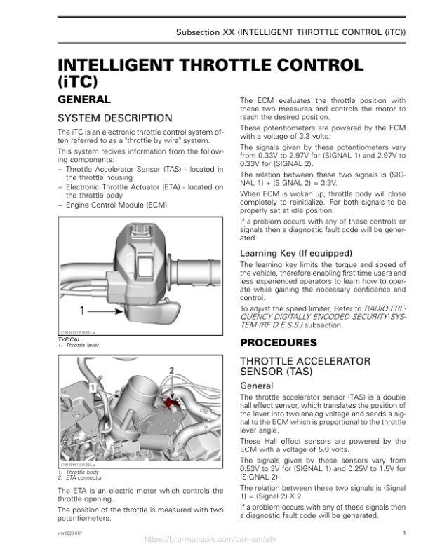 ATV 2020 Intelligent Throttle Control Shop Supp vmr2020 007 Manual