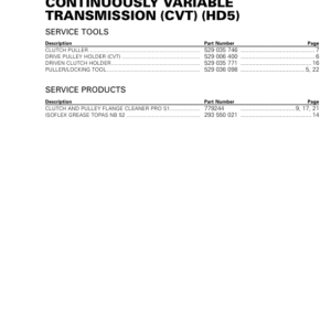 SSV 2019 Continuously Variable Transmission (CVT) (HD5) 219100967 019 Manual