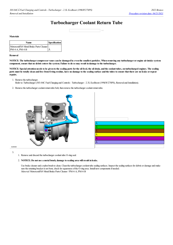 Turbocharger Coolant Return Tube G2193060 Manual