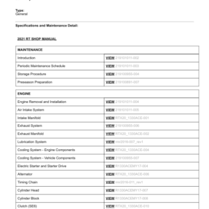 CAN AM ON ROAD 2021 Spyder RT (Table of Contents) Shop 137909 SM61Y021 en Manual