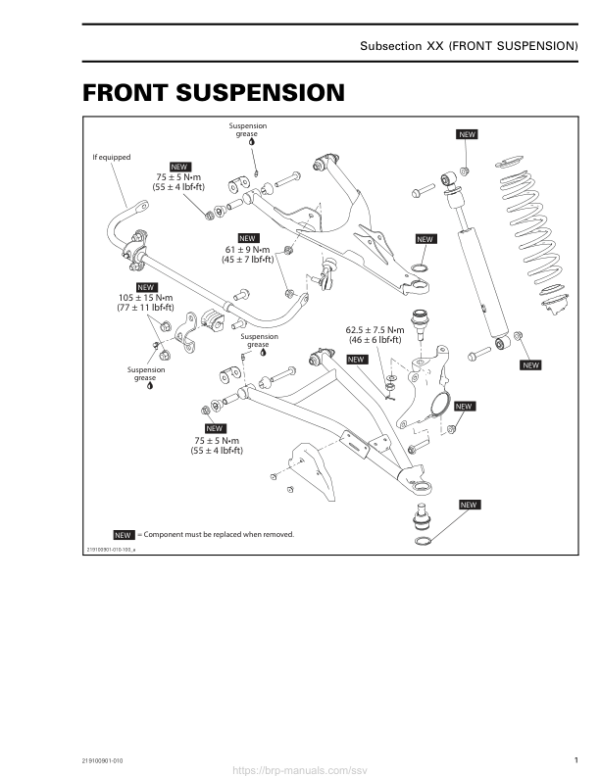 SSV Front Suspension (Defender) Shop supp. 219100901 010 Manual