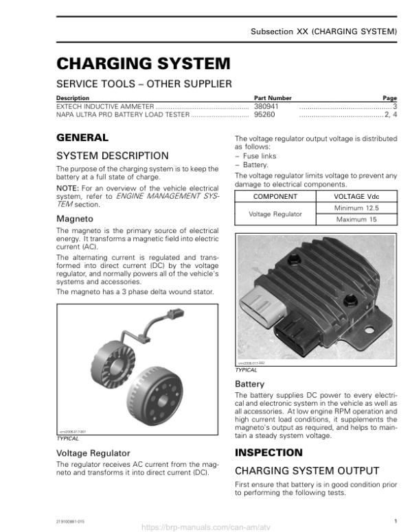 ATV 2018 Charging System (New T3) Shop 219100881 015 Manual