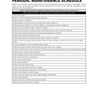 SSV 2018 PERIODIC MAINTENANCE SCHEDULE (MAVERICK TRAIL) Shop 219100905 006 Manual