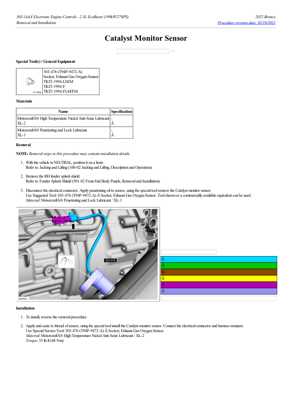 Catalyst Monitor Sensor G2193257 Manual