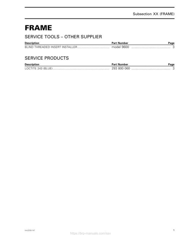 SSV Frame (Defender) Shop tmr2016 147 Manual