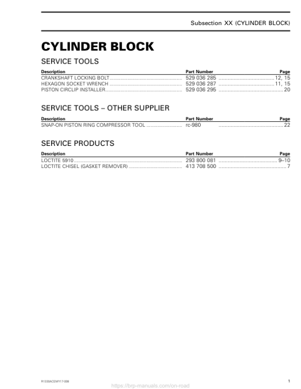 5 (Cylinder Block) R1330ACEMY17 008 Manual