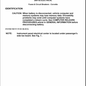 2001-2002 FUSES & Cuircit Break Manual