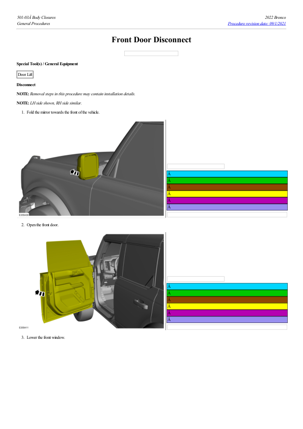 Front Door Disconnect G2237347 Manual