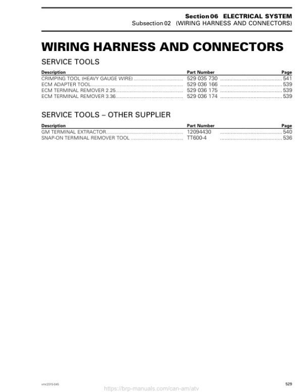 ATV 2015 OUTLANDER L (Wiring Harness and Connectors) Shop 04cEETAA2 SM51Y015S10 vmr2015 045 Manual