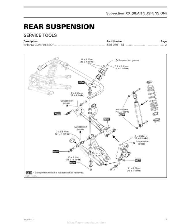 SSV Rear Suspension (Defender) Shop tmr2016 143 Manual