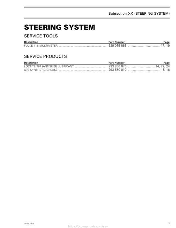 SSV Steering (Commander Maverick) Shop tmr2017 111 Manual