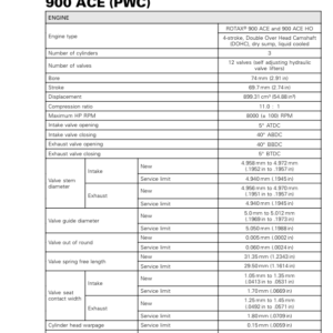 Tech Spec engine 900ACE R900ACE MY17 010 Manual