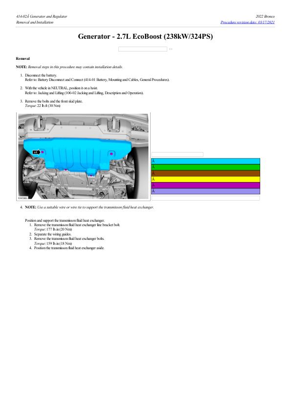 Generator 2.7L EcoBoost (238kW 324PS) G2208131 Manual