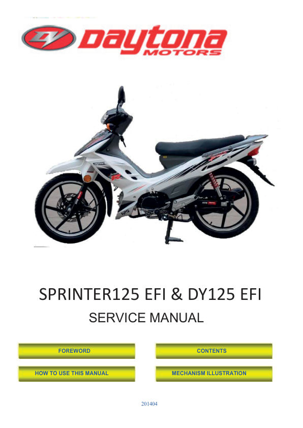 of EURO4 SPRINTER125 EFI DY125 EFI daytona pdf Manual