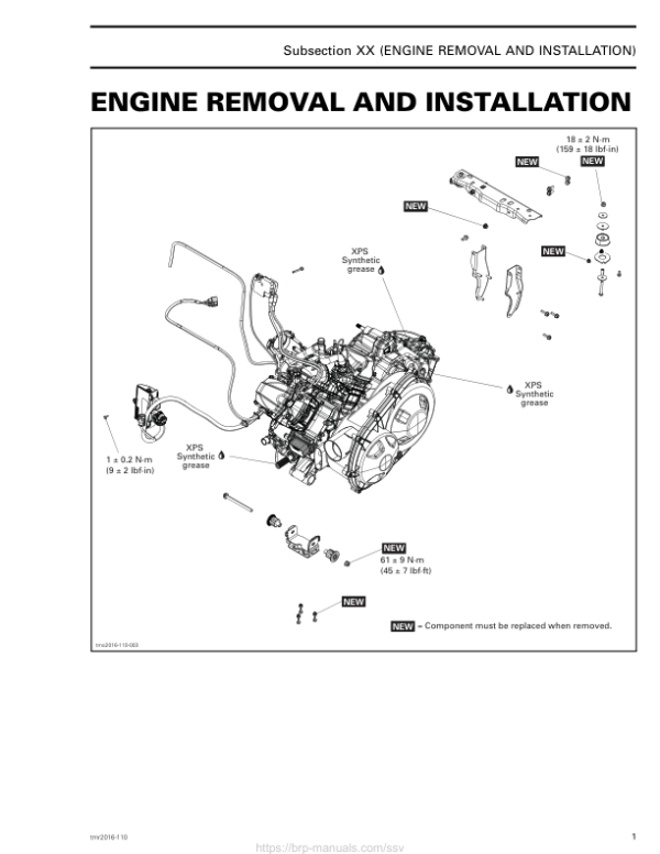 SSV Engine Removal and Installation (Traxter) Shop tmr2016 110 Manual