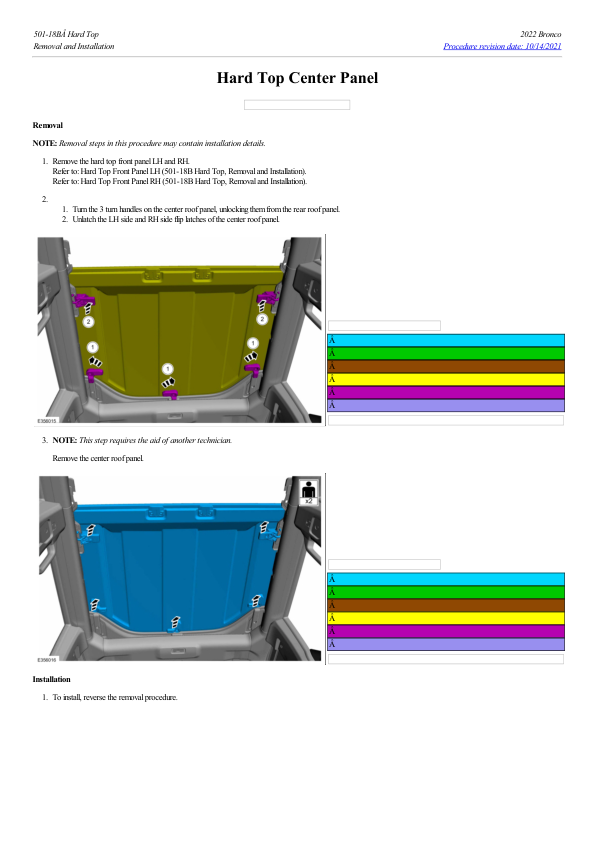 Hard Top Center Panel G2238347 Manual