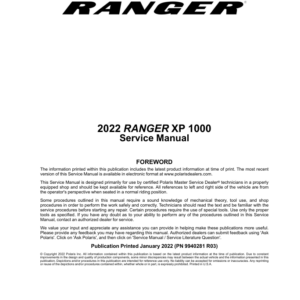 2022 polaris ranger xp 1000 side x sides Manual