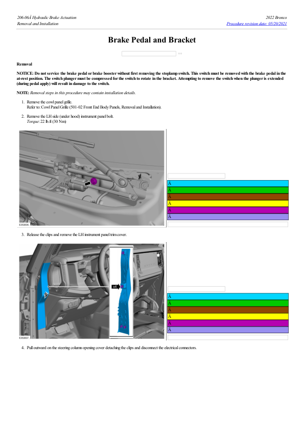 Brake Pedal and Bracket G2224446 Manual