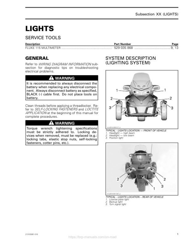 Roadster 2018 Lights (RT) Shop 219100891 016 Manual