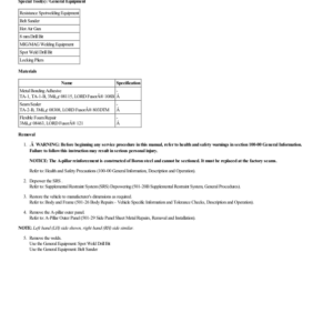 A Pillar Outer Panel Section and Reinforcement G2230183 Manual