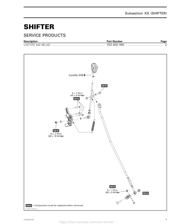 ATV MY18 Shifter 219100885 029 Manual