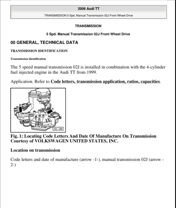 MAMUAL TRANS 02J FRONT WHEEL DRIVE Manual