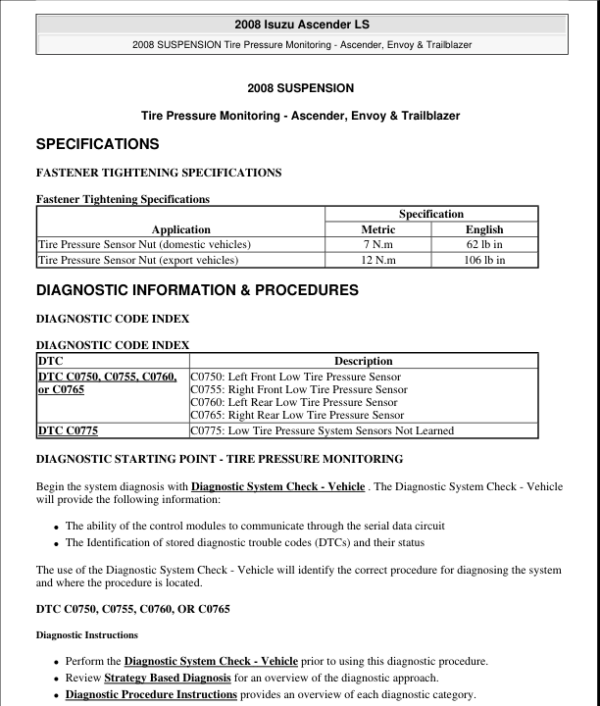 TIRE PRESSURE MONITORING Manual