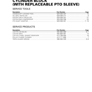 Cylinder block with PTO sleeve Manual