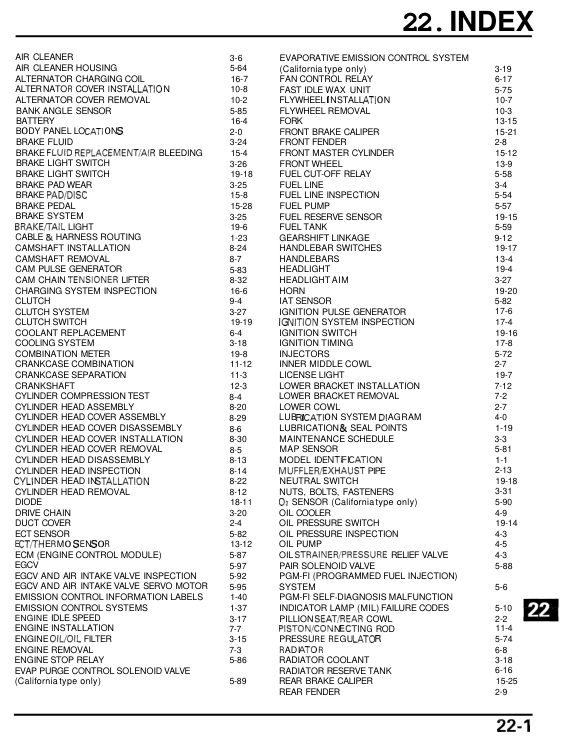 22 index Manual