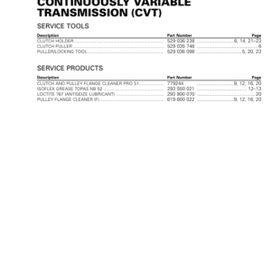 ATV 2020 Continuously Variable Transmission Repair RTXMY20 850ATV 009 Manual