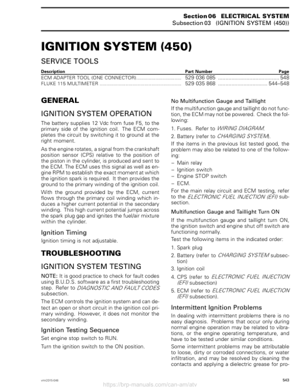 ATV 2015 OUTLANDER L (Ignition System 450) Shop 04cE8uAAE SM51Y015S01 vmr2015 046 Manual