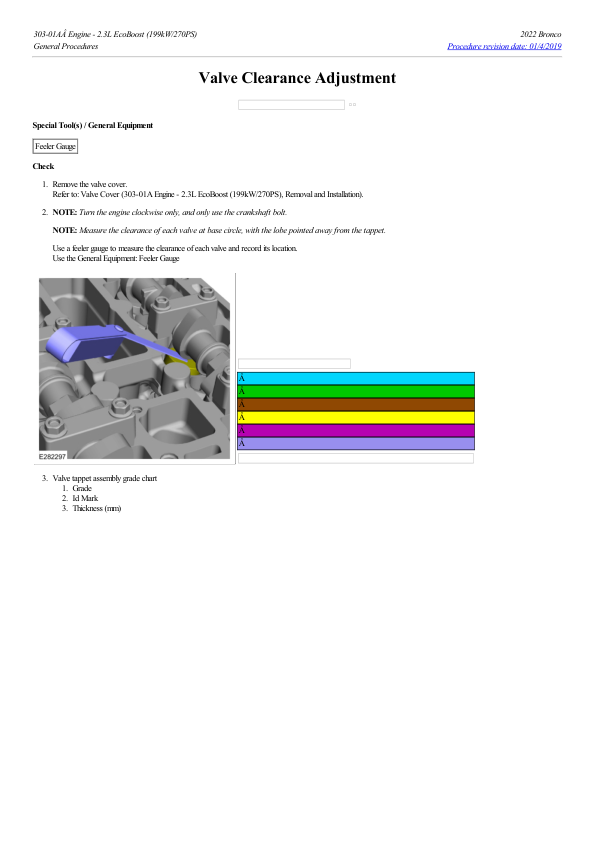 Valve Clearance Adjustment G2186860 Manual