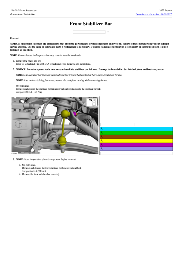 Front Stabilizer Bar G2222997 Manual