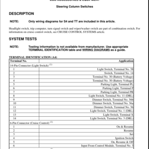 Steering Column Switches Manual