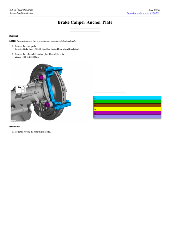 Brake Caliper Anchor Plate G2225898 Manual