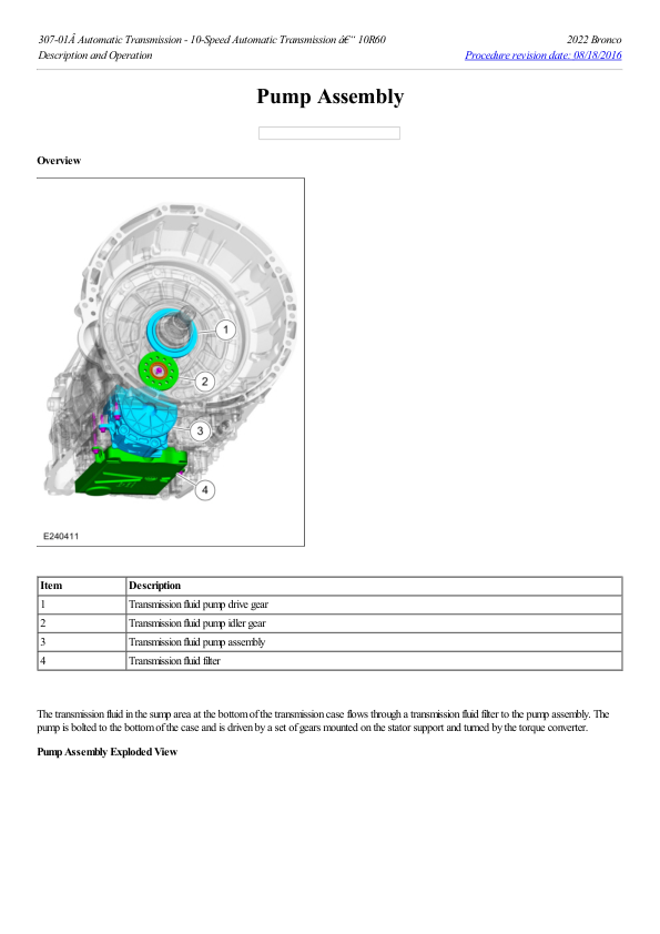 Pump Assembly G2217350 Manual