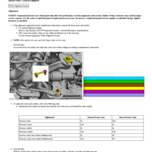 Front Camber and Caster Adjustment G2222934 Manual