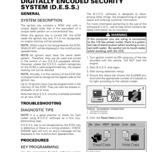 SSV S05 SS06 Digitally Encoded Security System (D.E.S.S.) Shop Commander Version 9BA tmr2013 034 Manual