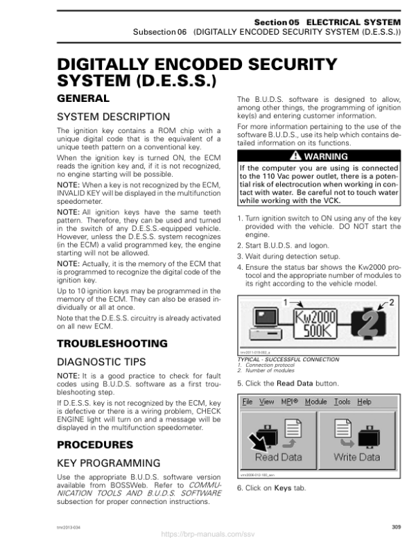 SSV S05 SS06 Digitally Encoded Security System (D.E.S.S.) Shop Commander Version 9BA tmr2013 034 Manual