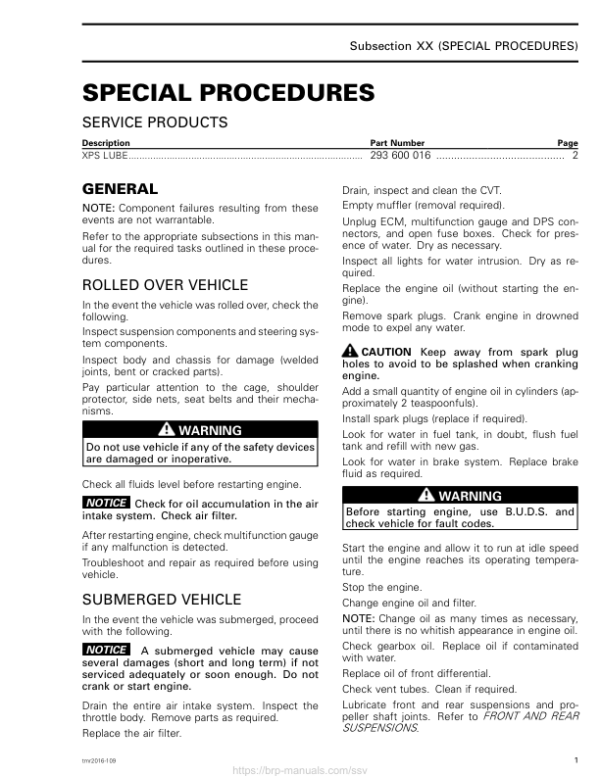 SSV Special Procedures (Defender) Shop tmr2016 109 Manual