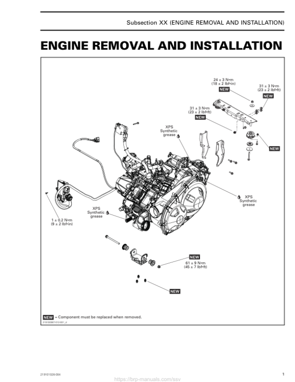 SSV Engine Removal and Installation (Defender 6x6) Shop 219101026 004 Manual