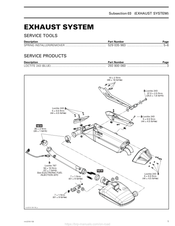 Road Exhaust System (T and Limited) Shop rmr2016 108 Manual