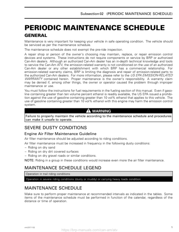 ATV Schedule (Out Ren) Shop vmr2017 102 Manual