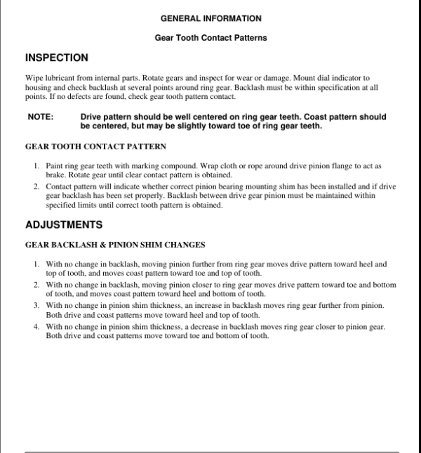 Gear Tooth Contact Patterns Manual